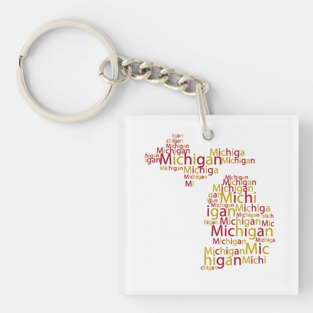 Ferris State Univerity Michigan Shaped Keychain (Front)