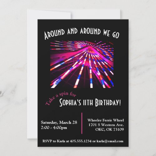 Ferris Wheel Amusement Park Birthday Invitation