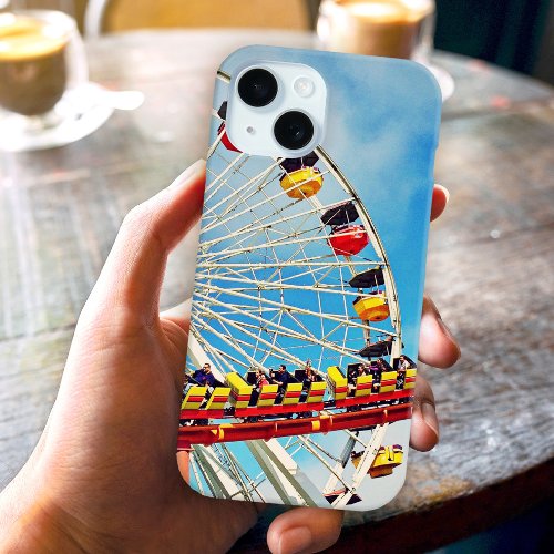 Ferris wheel and roller coaster carnival photo fun iPhone 15 case