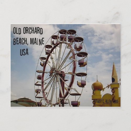 Ferris Wheel at Palace Playland Old Orchard Beach Postcard