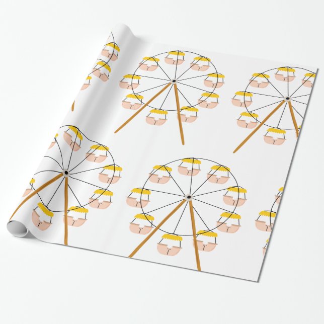 Ferris Wheel Butt Pun Carnival Ride Wrapping Paper (Unrolled)