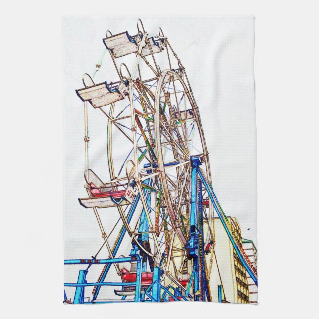 Ferris Wheel-Chalk Outline by Shirley Taylor Towel (Vertical)