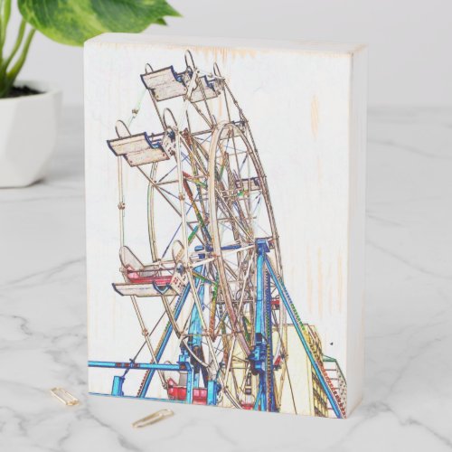Ferris Wheel_Chalk Outline by Shirley Taylor Wooden Box Sign