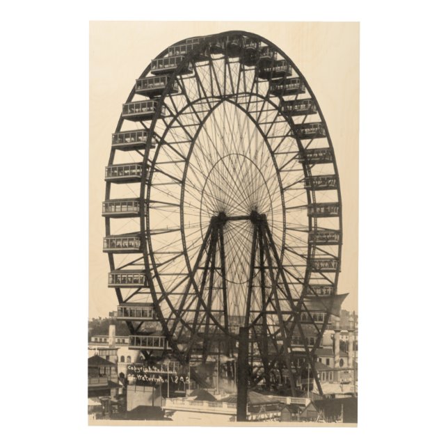 Ferris Wheel Chicago World Fair Wood Wall Decor (Front)