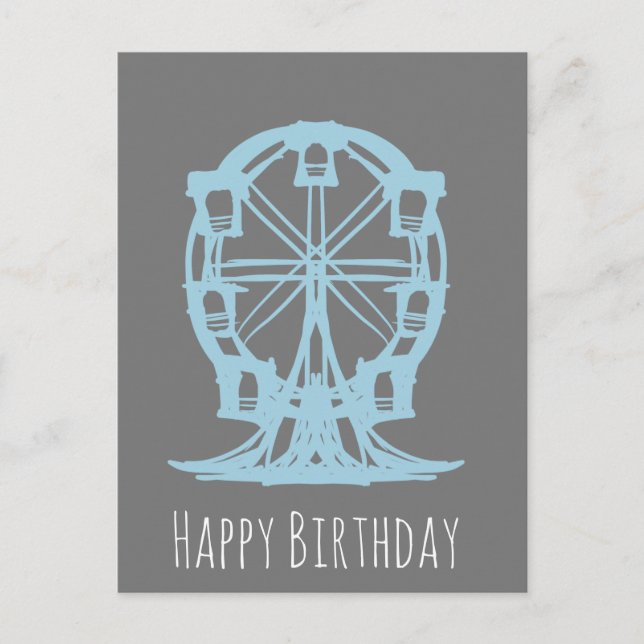 Ferris Wheel Hand Drawn Birthday Postcard (Front)