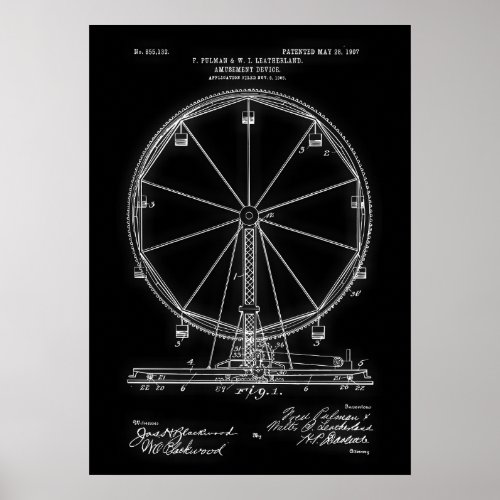 Ferris Wheel Patent Poster