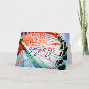 Ferris Wheel Photography Enjoy Script Bold Modern Card