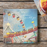 Ferris Wheel Roller Coaster Photo Places Quote<br><div class="desc">“Oh the places you'll go.” Relive the childhood memories of soft breezes and birds-eye views with this red, yellow, and white ferris wheel. Listen to the happy screams from the speeding yellow and red roller coaster. Relax with your favorite beverage while using this stunning, colorful photography stone coaster. Makes a...</div>