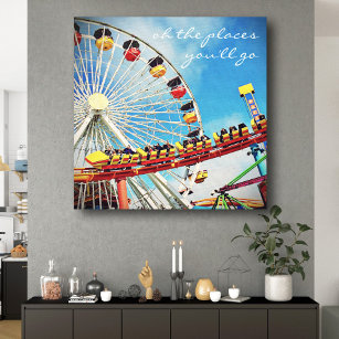 Ferris Wheel Roller Coaster Places Go Quote Script Canvas Print