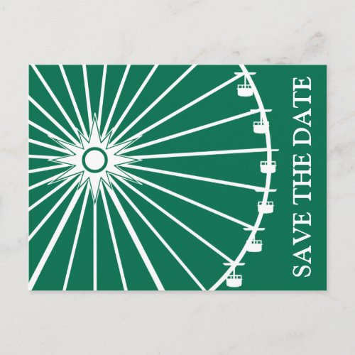 Ferris Wheel Save The Date Postcards Green