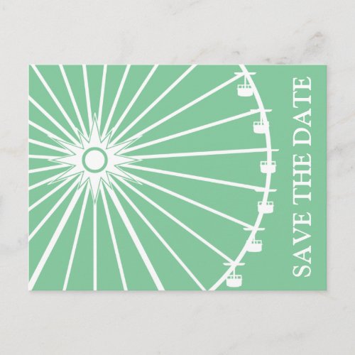 Ferris Wheel Save The Date Postcards Mint Green