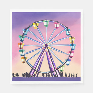 Ferris Wheel Sunset Beautiful Watercolor Napkins