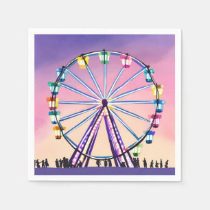 Ferris Wheel Sunset Beautiful Watercolor Napkins