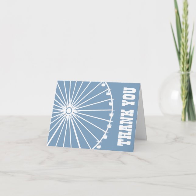 Ferris Wheel Thank You Card (Blue Gray / White) (Front)