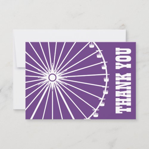 Ferris Wheel Thank You Card Dark Purple  White