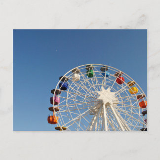 Ferris wheel with colorful baskets postcard