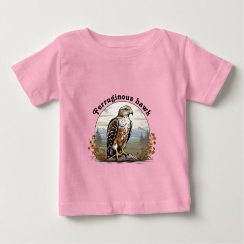 Ferruginous hawk perched on rock baby T_Shirt