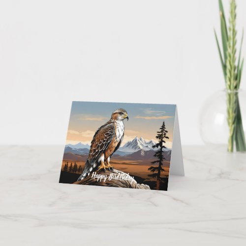 Ferruginous Hawk perched on rock Card