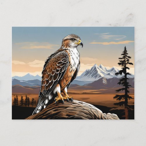 Ferruginous Hawk perched on rock Postcard