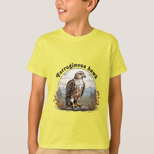 Ferruginous hawk perched on rock T_Shirt