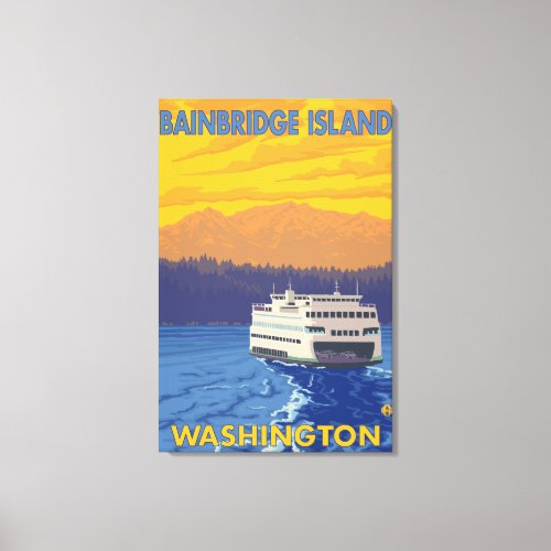 Ferry and Mountains _ Bainbridge Island WA Canvas Print