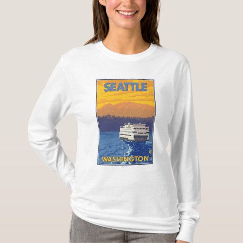 Ferry and Mountains _ Seattle Washington T_Shirt