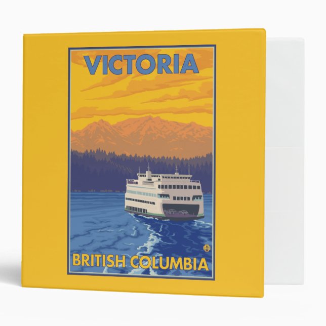 Ferry and Mountains - Victoria, BC Canada 3 Ring Binder (Front/Inside)