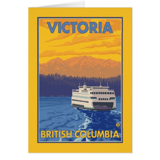 Ferry and Mountains - Victoria, BC Canada Cards (Front)