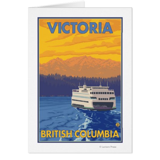 Ferry and Mountains - Victoria, BC Canada Cards (Front)