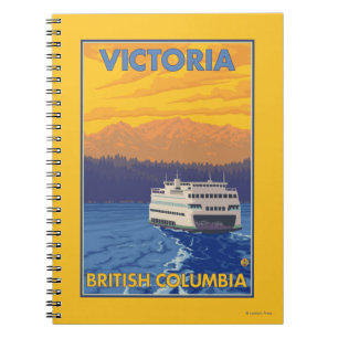 Ferry and Mountains - Victoria, BC Canada Notebook