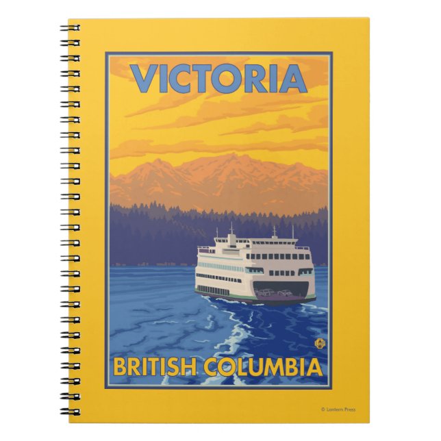 Ferry and Mountains - Victoria, BC Canada Notebook (Front)