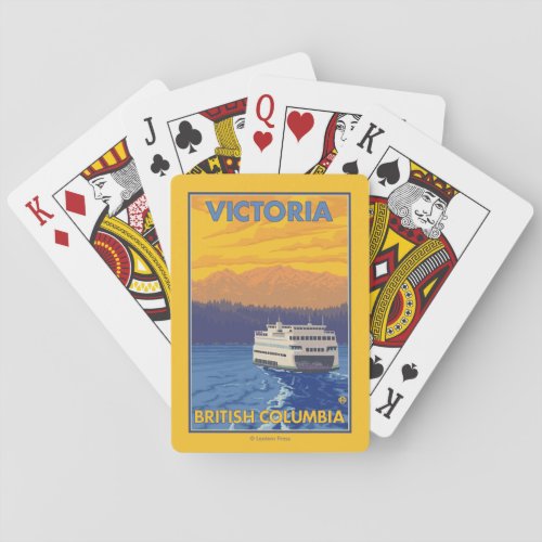 Ferry and Mountains _ Victoria BC Canada Playing Cards