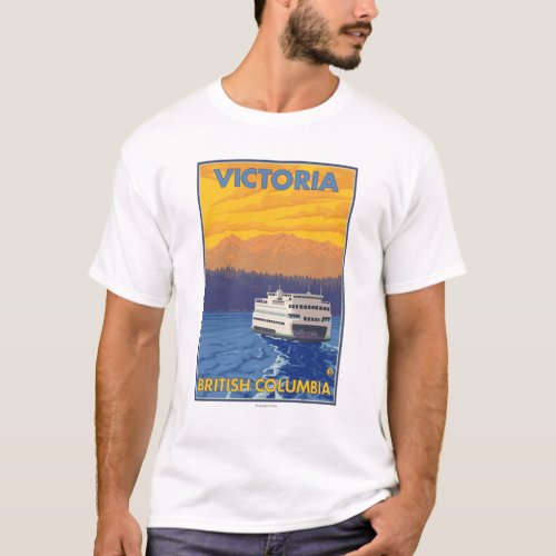 Ferry and Mountains _ Victoria BC Canada T_Shirt