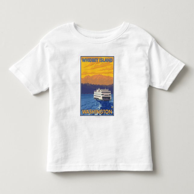 Ferry and Mountains - Whidbey Island, Washington Toddler T-shirt (Front)