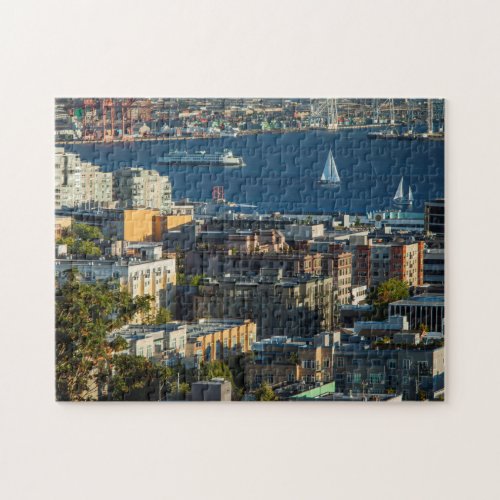 Ferry And Sailboats In The Puget Sound Jigsaw Puzzle