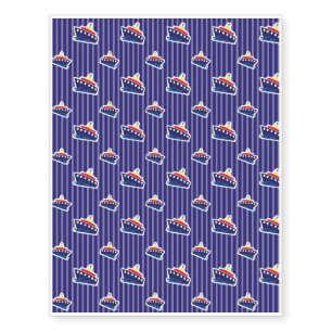 Ferry Boats on Nautical Blue Temporary Tattoos