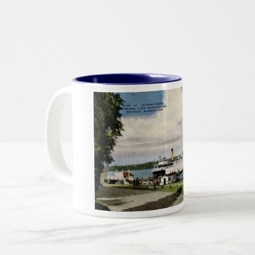Ferry Lake Washington Seattle Vintage   Two_Tone Coffee Mug