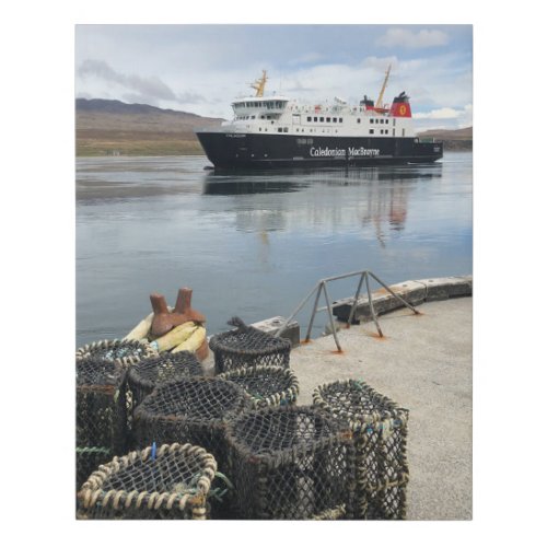 Ferry Sailing to Islay in Scotland Faux Canvas Print