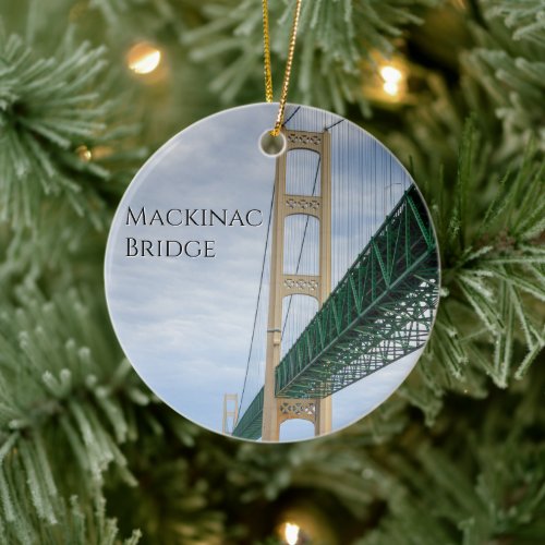 Ferry View Pictures of Mackinac Bridge Ceramic Ornament