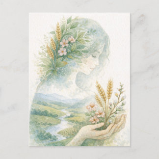 Fertility Goddess Day Watercolor Postcard