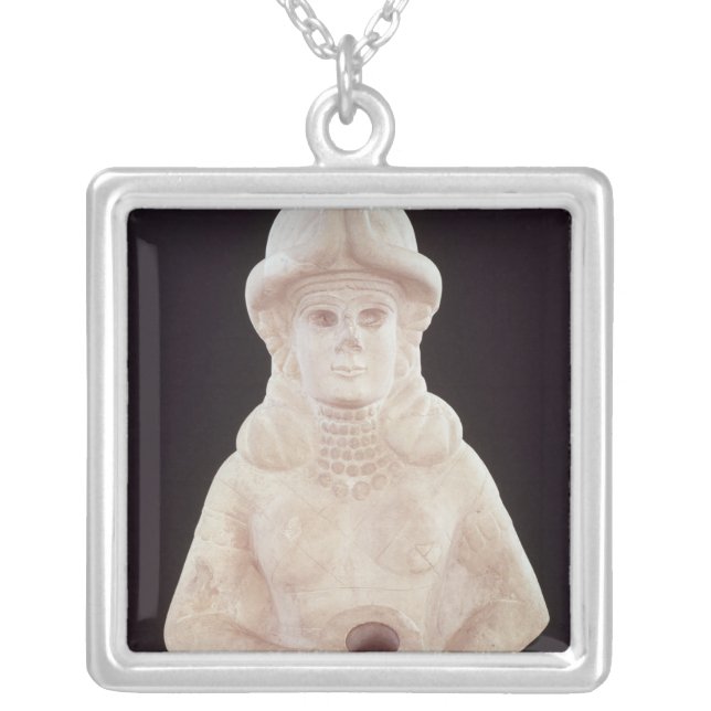 Fertility goddess, from Mari, Middle Euphrates Silver Plated Necklace (Front)
