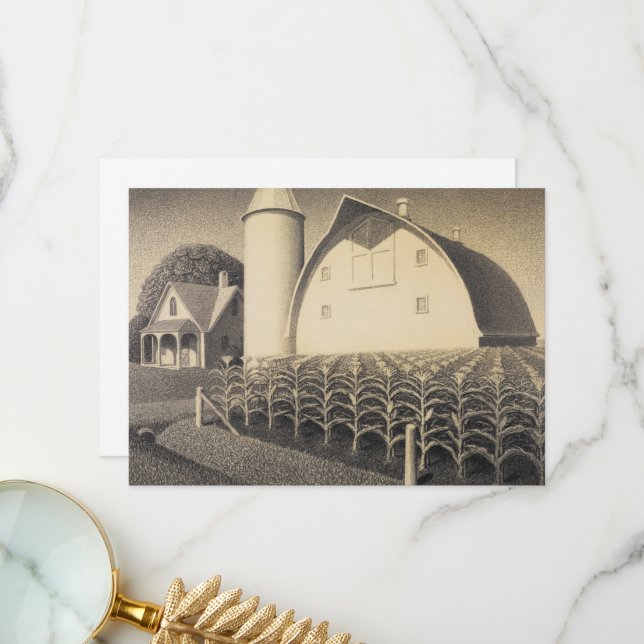 Fertility, Iowa by Grant Wood Thank You Card (Front/Back In Situ)