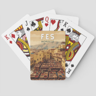 Fes Morocco Illustration Travel Art Vintage Poker Cards