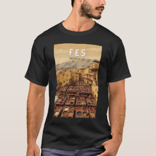 Fes Morocco Illustration Travel Art Vintage T-Shirt