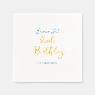 fest 2nd birthday name date yellow blue boho kids napkins