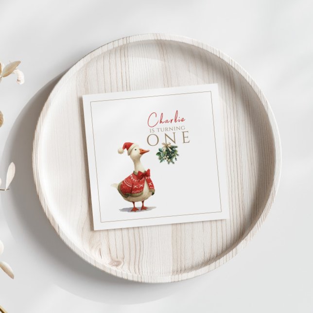 Fest Winter Birthday One Silly Christmas Goose  Napkins (Creator Uploaded)