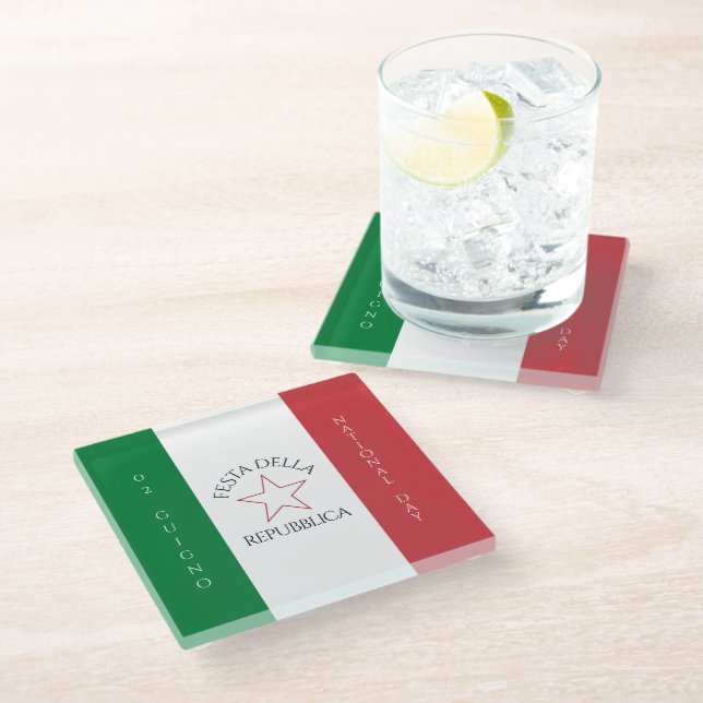 Festa della Repubblica National Day of Italy Flag Glass Coaster (Angled)