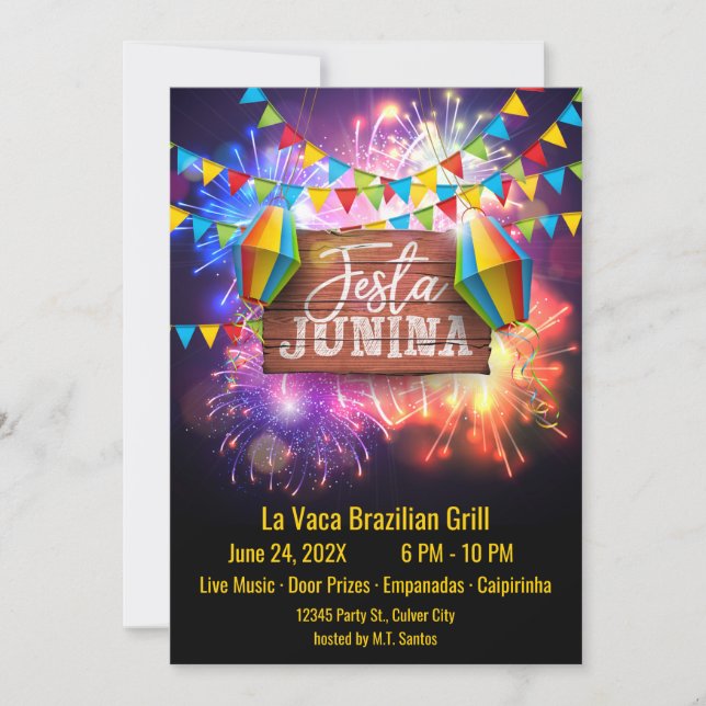 Festa Junina Fireworks Invitation (Front)