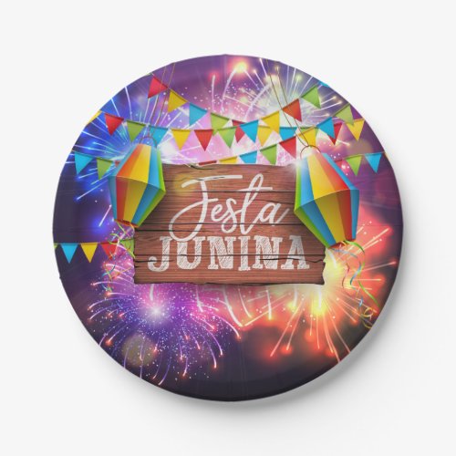 Festa Junina Fireworks Paper Plates