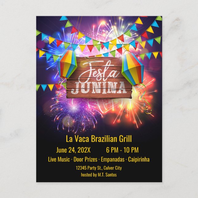 Festa Junina Fireworks Postcard (Front)